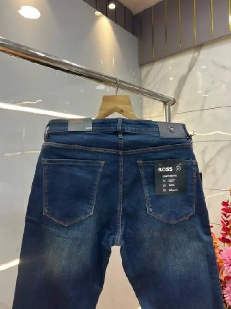Boss Blue Shade Straight Fit Premium Imported Stretchable Lycra Fabric Denim with Embroidered Logo 4111 - Image 3