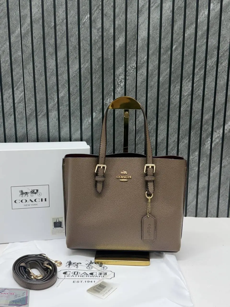 Coach Mollie 25 SuperPremium Mud Small Tote With OriginalBox DustCover - Image 5