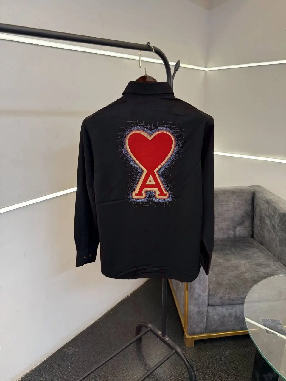Ami black denim style imported shirt with front and back pattern - Image 3