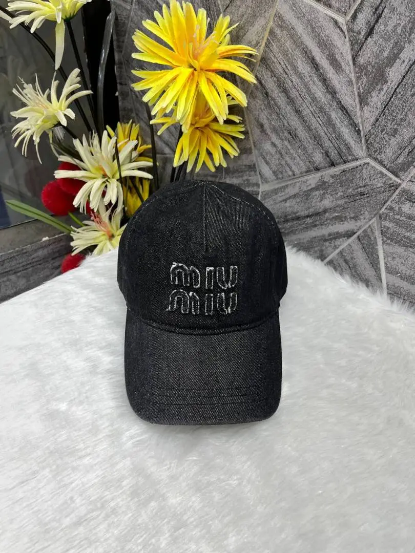 Miu Miu Black Denim Premium Unisex Cap With Safety Box - Image 2
