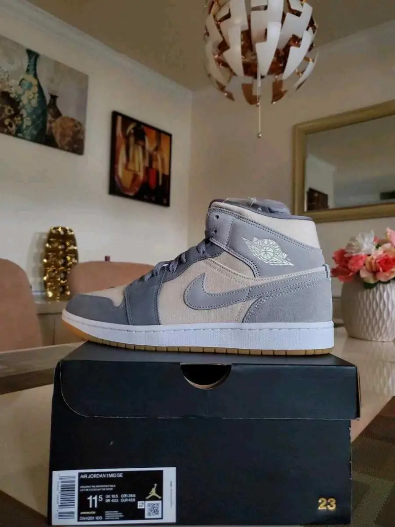 Air Jordan 1 Mid Coconut Milk Particle Grey - Image 3