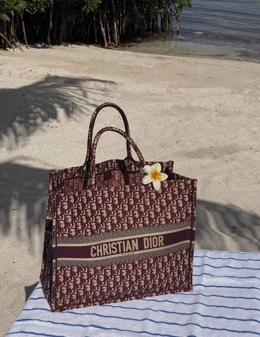 Dior Book Tote Fix Price Large Size Wine Monogram With OriginalBox DustCover & Ribbon - Image 4