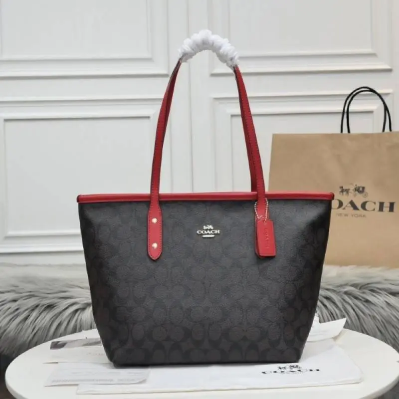 Coach Signature City Tote Bag With OG Box & Dust Bag (Dark Brown-829) - Image 2