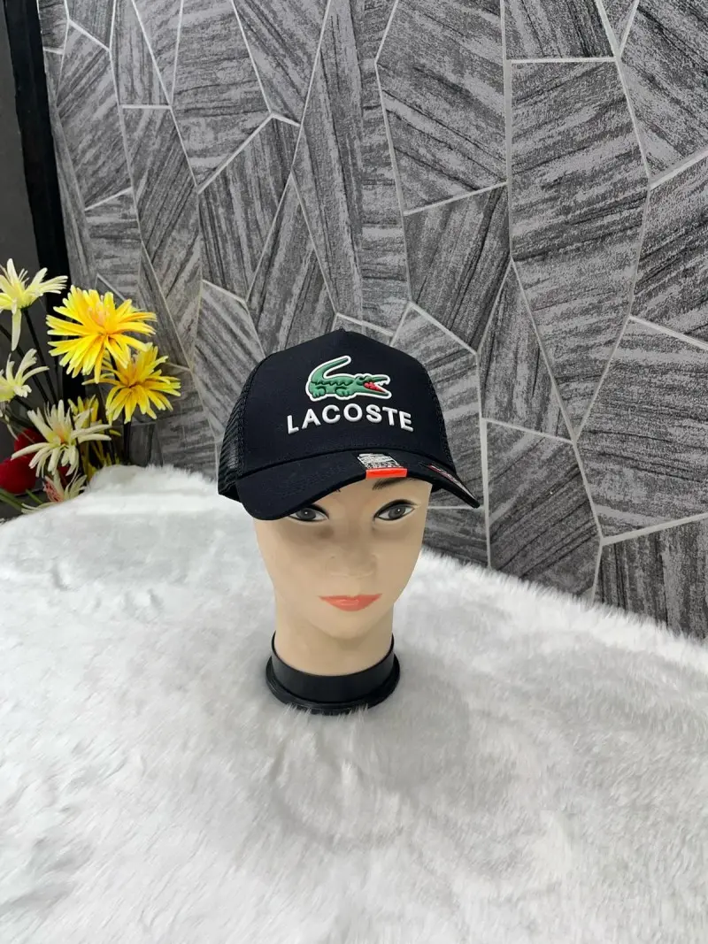 Lacoste Crocodile Front Logo Net Premium Unisex Cap With Safety Box (Black) - Image 4