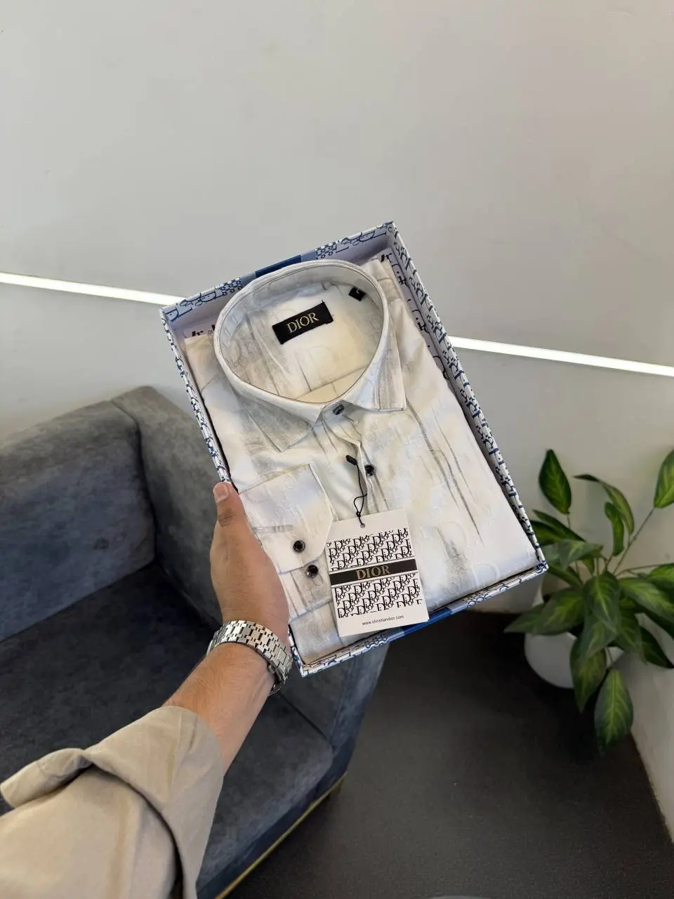 Dior Laser cut shadow print monogram imported box pack shirt white sale - Image 3
