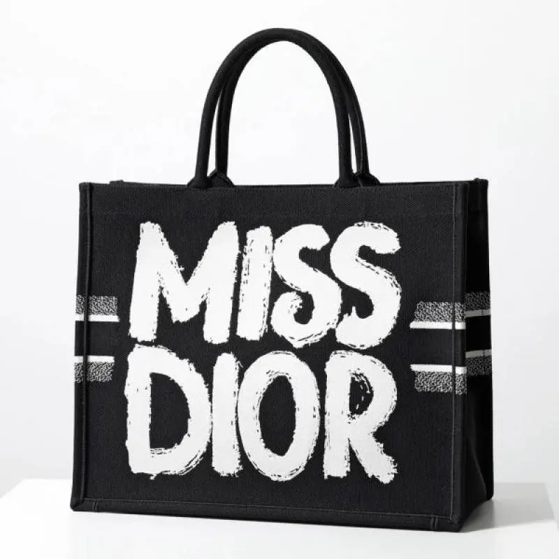 Miss Dioor Graffiti Book Large Tote With OG Box & Dust Bag & Scarf (Black - 1027) - Image 2