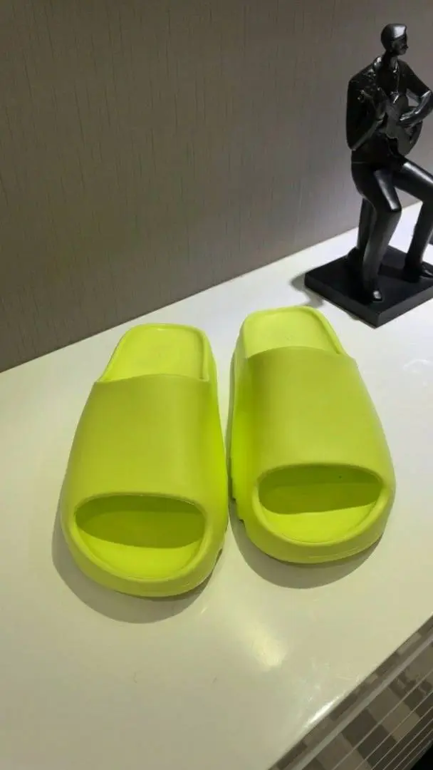 Adidas Yeezy Glow Green Slides For Women With Original Box - Image 3