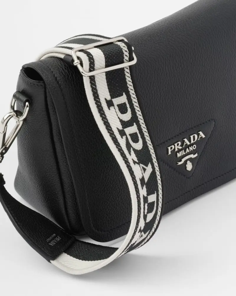 Prada Flou Shoulder Bag With OG Box & Dust Bag (Black-777) - Image 6