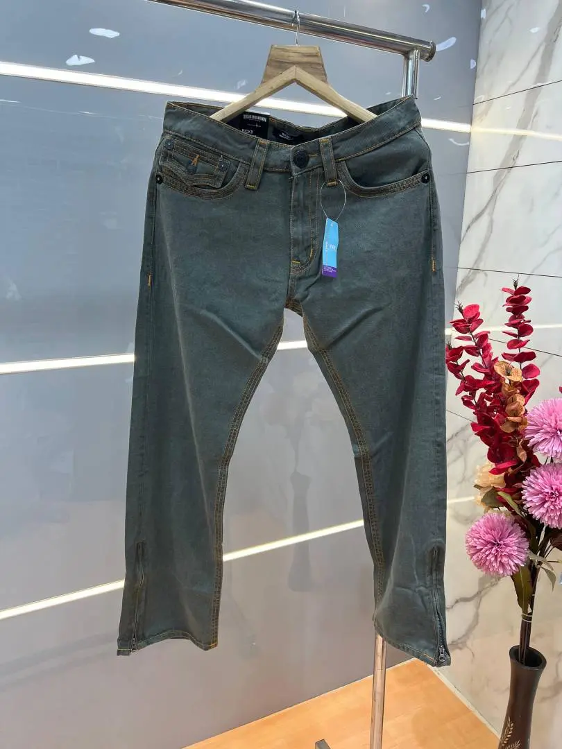 True Religion Green Straight fit Premium Imported Stretchable Lycra Fabric Denim with Back Pocket Embroidered Design 4170 - Image 2