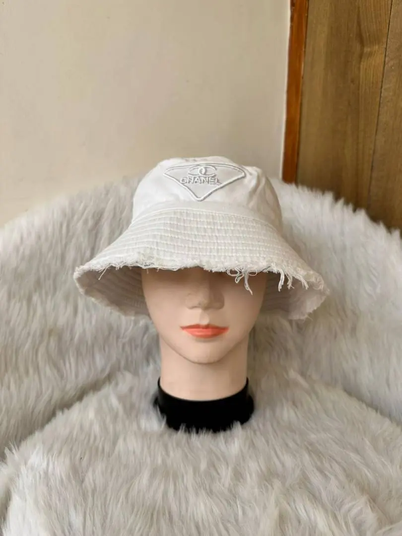 Chanel CC Of White Triangle Premium Bucket Hat With Safety Box - Image 2