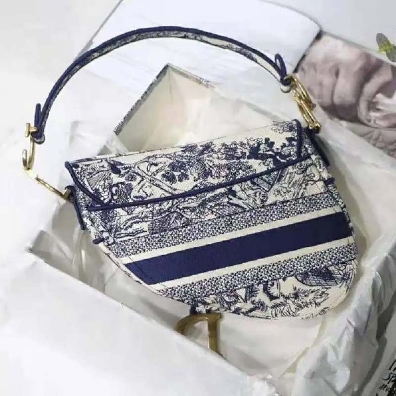 Dior Saddle Blue Toile de Jouy Embroidery With OG Box & Dust Bag (Blue Tiger-1035) - Image 5