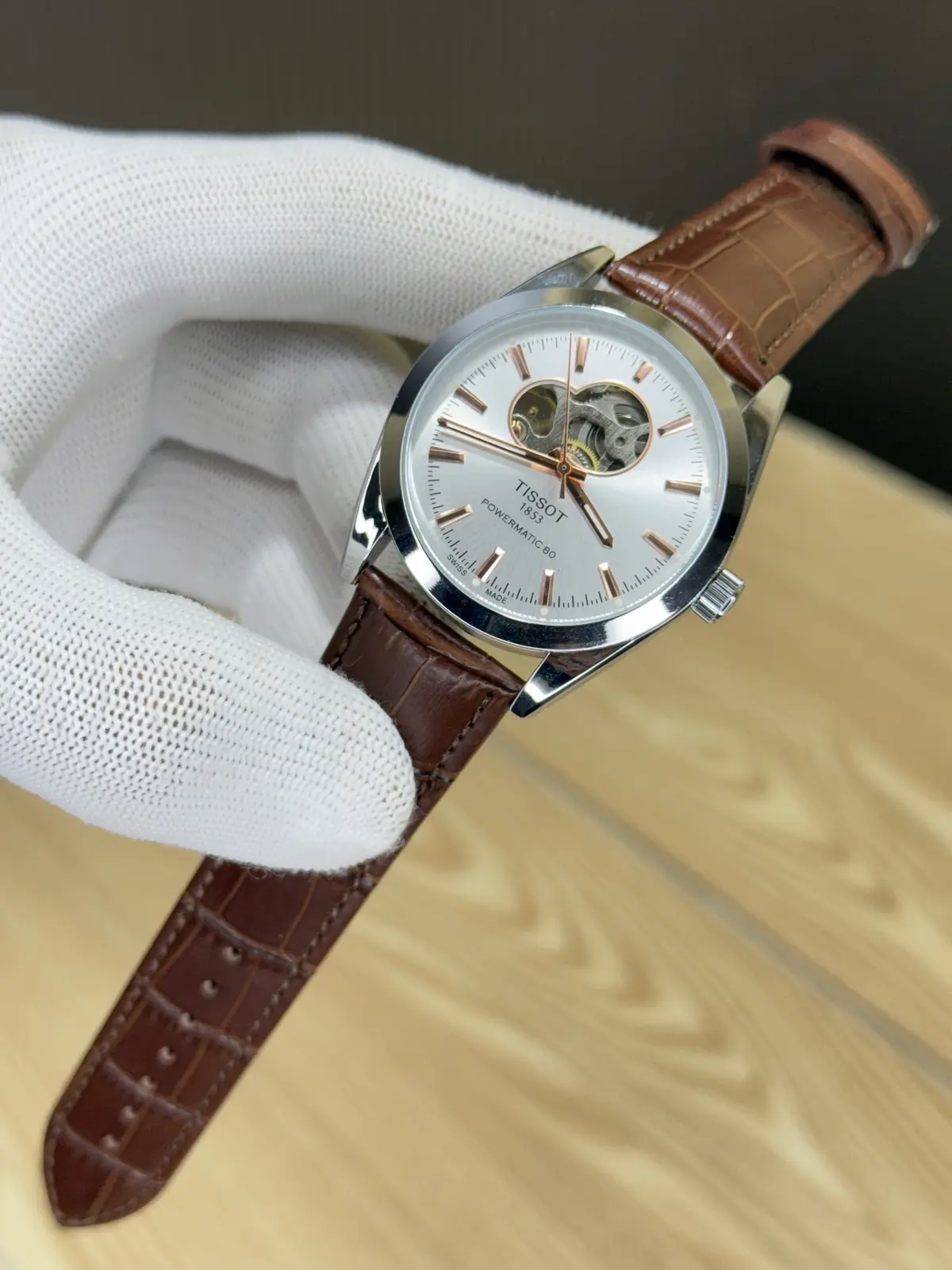 Tissot Powermatic 80 Leather BrownWhite