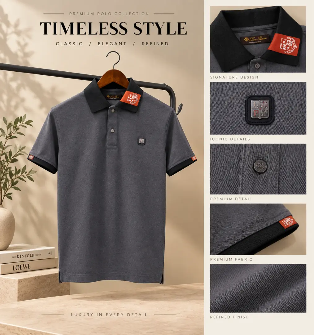 Loro piana Dark grey imported luxury box pack Polo tshirt