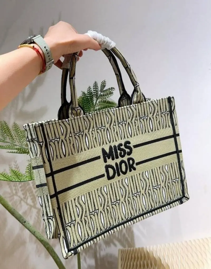 Miss Dioor Book Large Tote With OG Box & Dust Bag & Scarf (L Green - 1034) - Image 6
