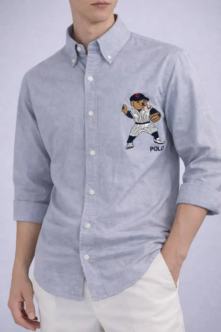 Ralph Lauren Chest Logo Full Sleeves Shirt Blue