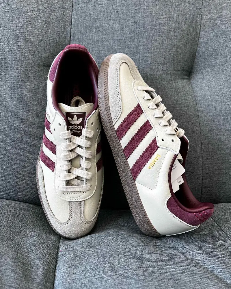 Adidas Samba OG Putty Grey Maroon Womens 1226
