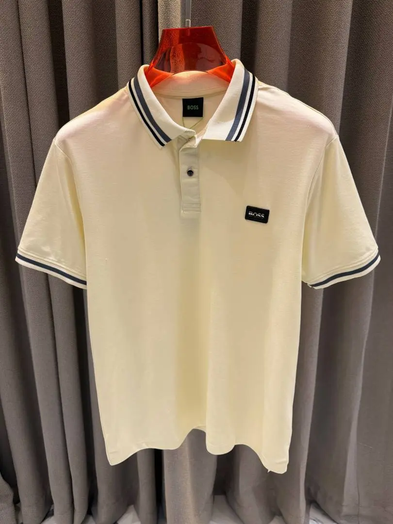 Boss Chest Logo Polo T-shirt Cream - Image 2