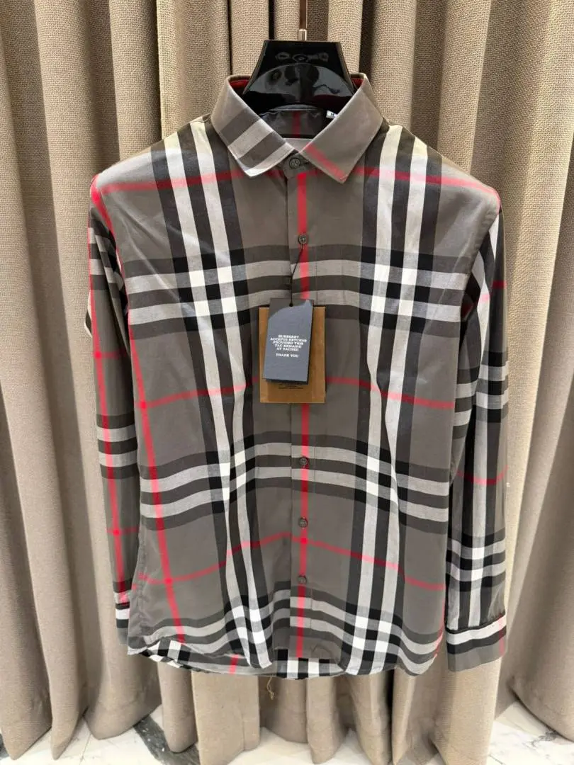 Burberry Box Pack Full Sleeves Checks Shirt Grey - Image 2