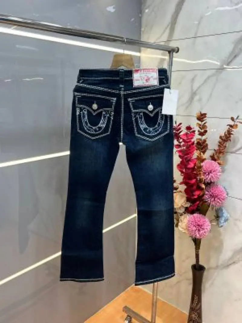 True Religio n Dark Shade Boot cut Premium Imported Stretchable lycra fabric Denim with back flap pocket Design Denim 3955 - Image 4