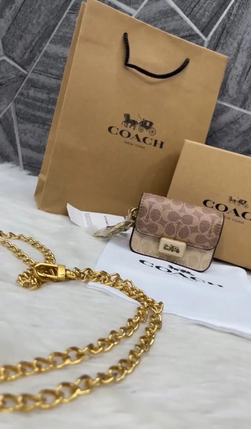 Coach Mini Charm Bag With Sling Chain With OriginalBox