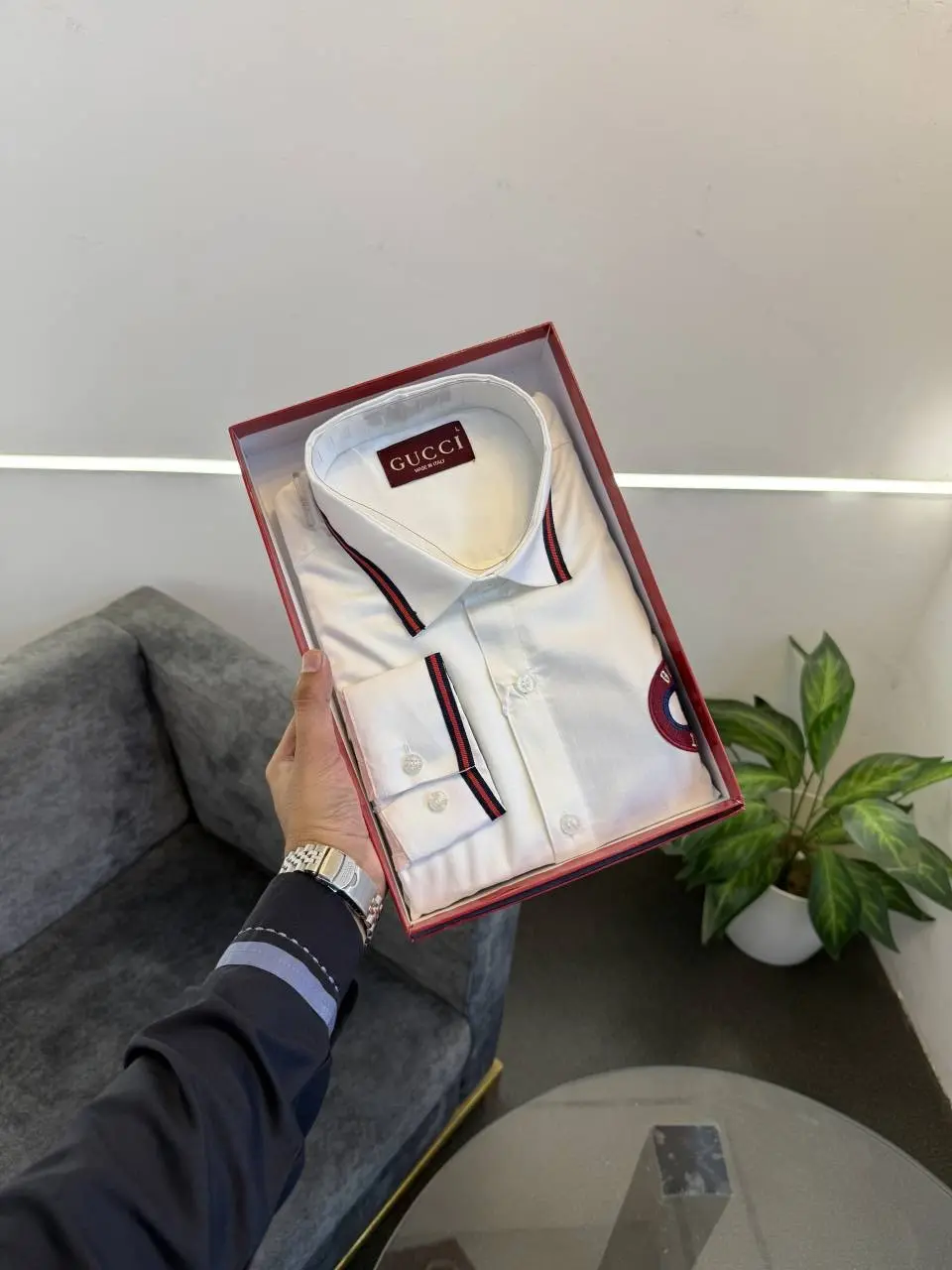 Gucci Imported box pack shirt with embroidery logo on chest White - Image 3