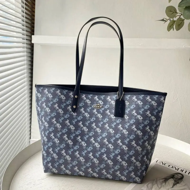 Coach Signature City Tote Bag With OG Box & Dust Bag (Printed Blue-845) - Image 2