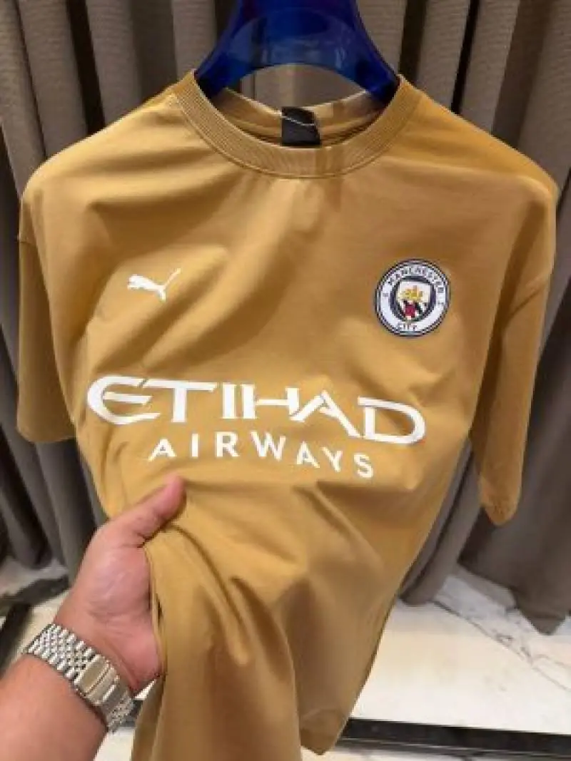 Pum Mancity Logo Round Neck T shirt Beige - Image 3