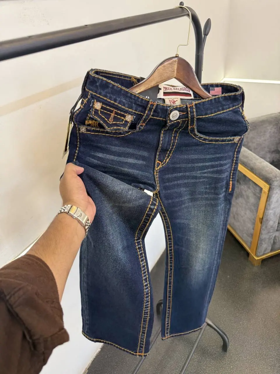 True religion boot cut imported denim with brand buttons and packing - Image 2