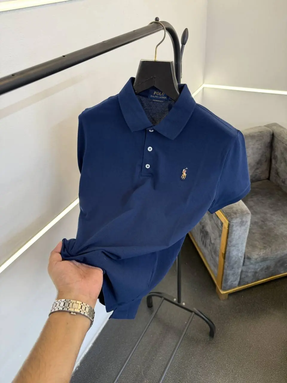 Ralph lauren embroidery logo imported polo tshirt blue - Image 2