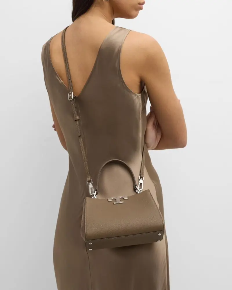 Tori Burch Khakhi Mini Eleanor Satchel Bag With Box - Image 4