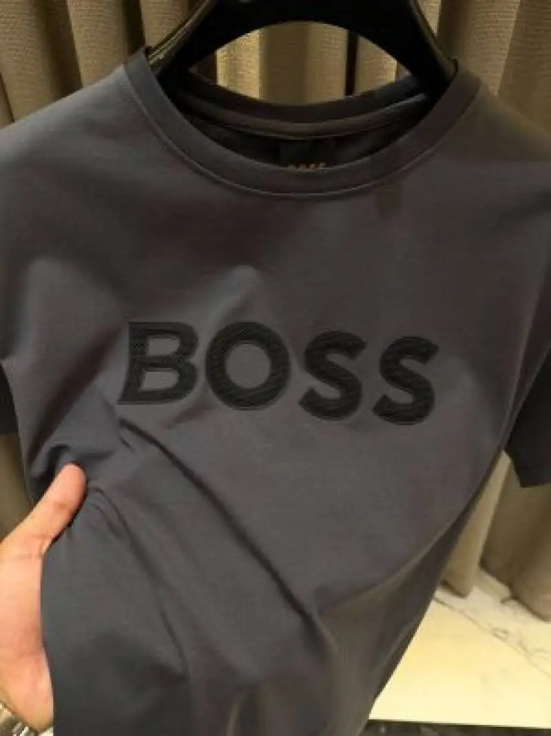 Boss Middle Brand Logo Round Neck T-shirt Stone Grey - Image 2