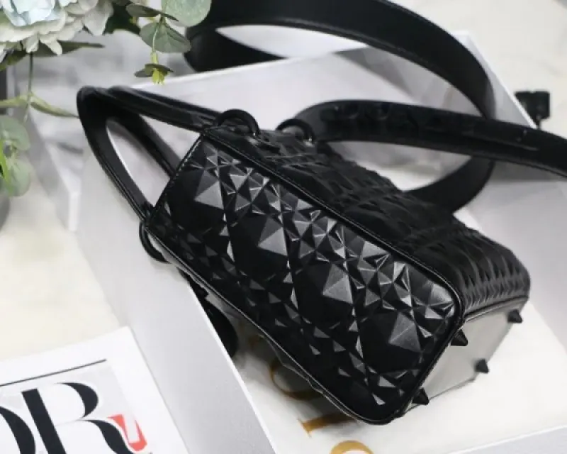 Dior Lady My ABC Bag With OG Box With Dust Bag & Extra Shoulder Strap (Black 3D-208) - Image 7