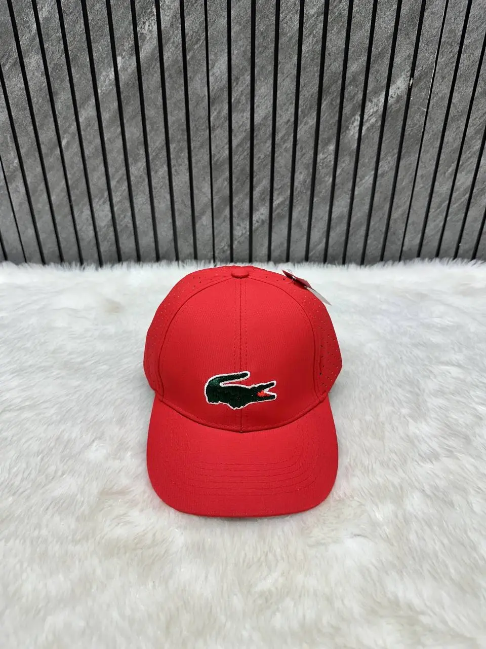 Lacoste Red Front Logo Trucker Premium Unisex Hat - Image 2