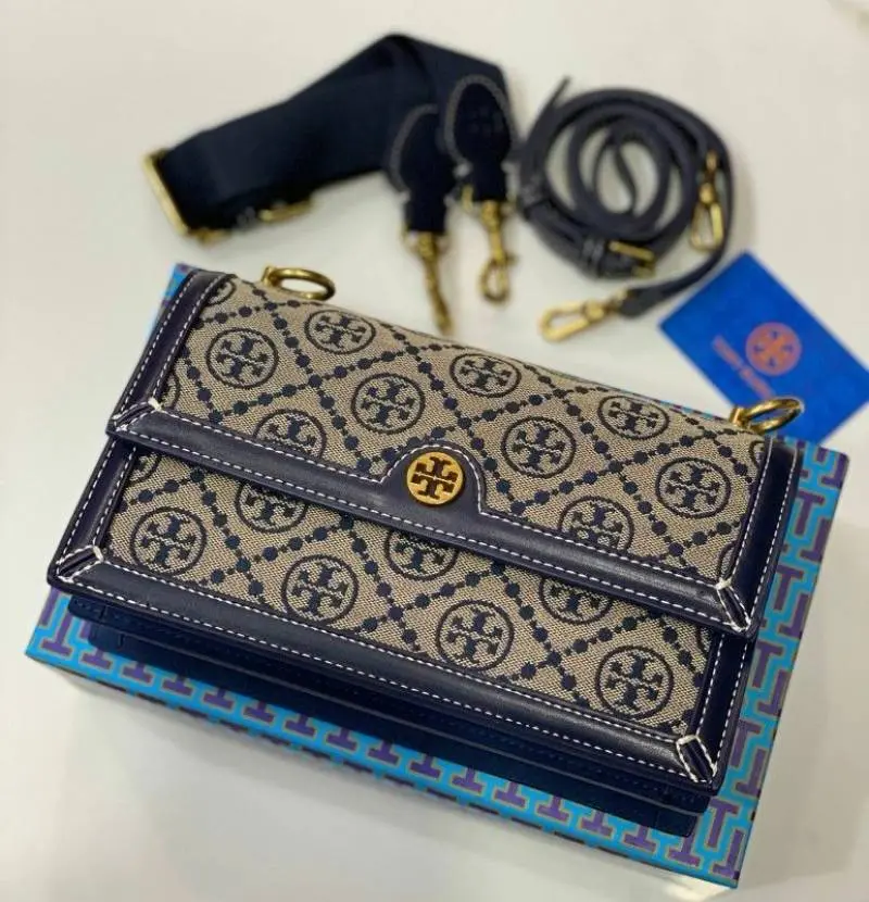 Tori Burch T Monogram Jacquard Crossbody Bag With 2 LongBelt OriginalPacking - Image 5