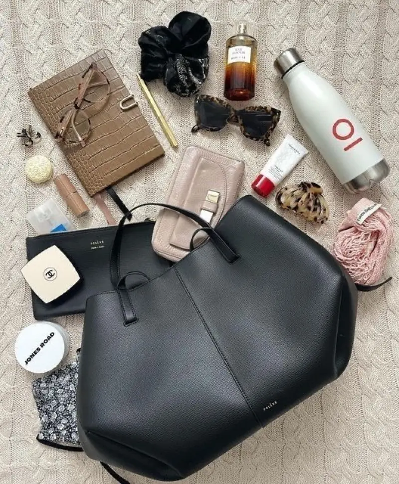 Polone Classic Leather Premium Black Tote With Dust Cover & Wallet - Image 3