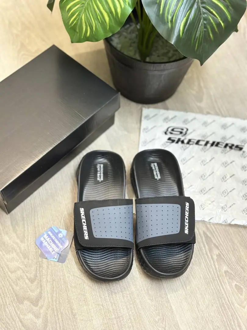 Skechers Go Recover Adjust Premium Black Grey Slides - Image 2