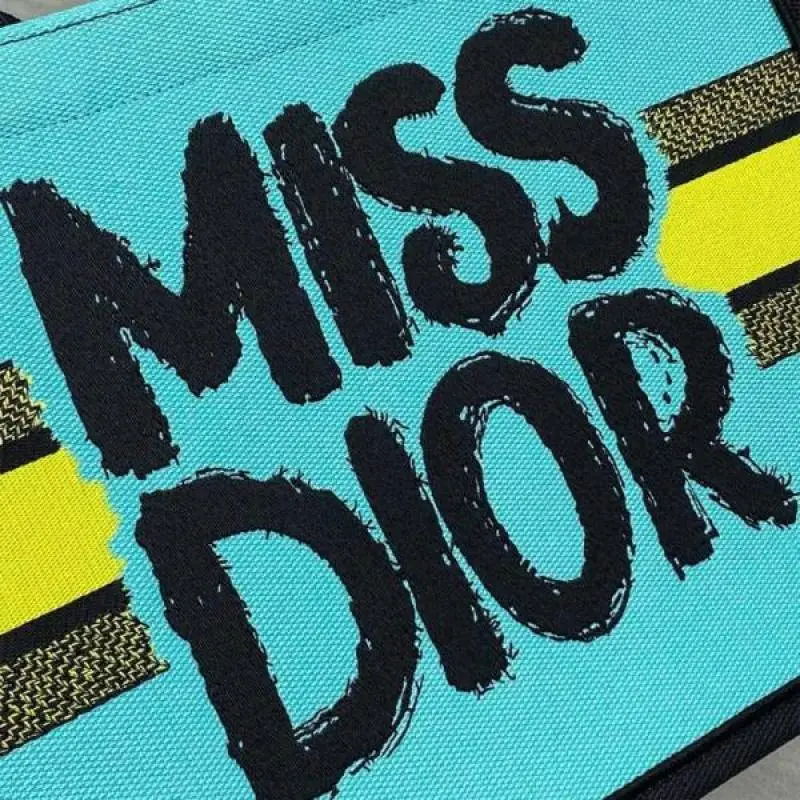Miss Dioor Graffiti Book Large Tote With OG Box & Dust Bag & Scarf (Yellow Green - 1030) - Image 4