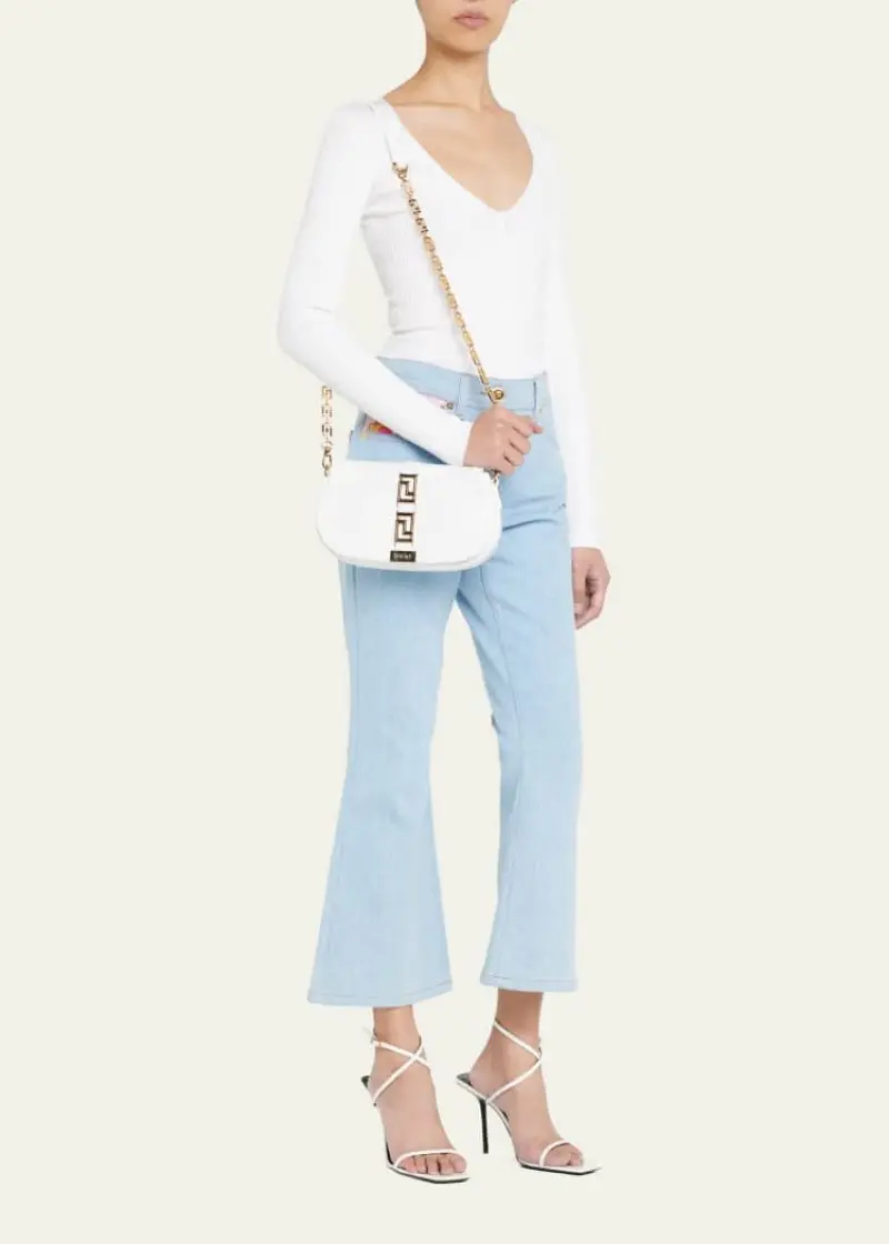 Versace Greca Goddess Shoulder Bag With OG Box & Dust Bag (White - 676) - Image 5