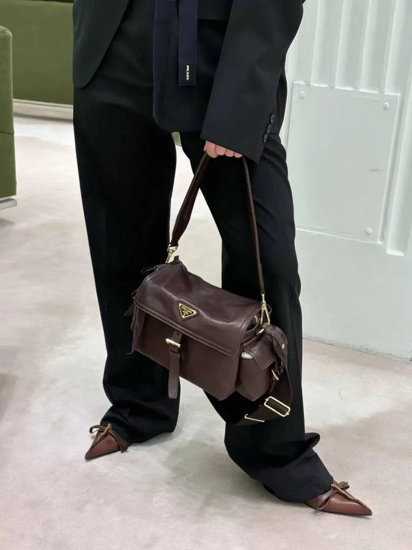Prada CB Wine Explore Leather Shoulder Bag With Original DustCover & CarryBag - Image 4