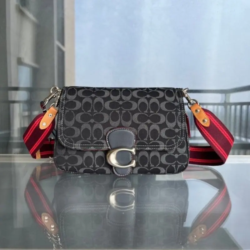 Coach Soft Tabby Premium Quality Shoulder Bag With OG Magnetic Box & Dust Bag & 2 Belts (Black-643) - Image 3