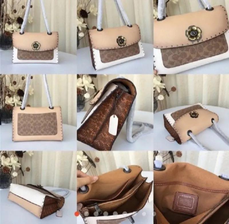 Coach Parker Studded Premium Shoulder Bag With OG Box & Dust Bag (White-331) - Image 4