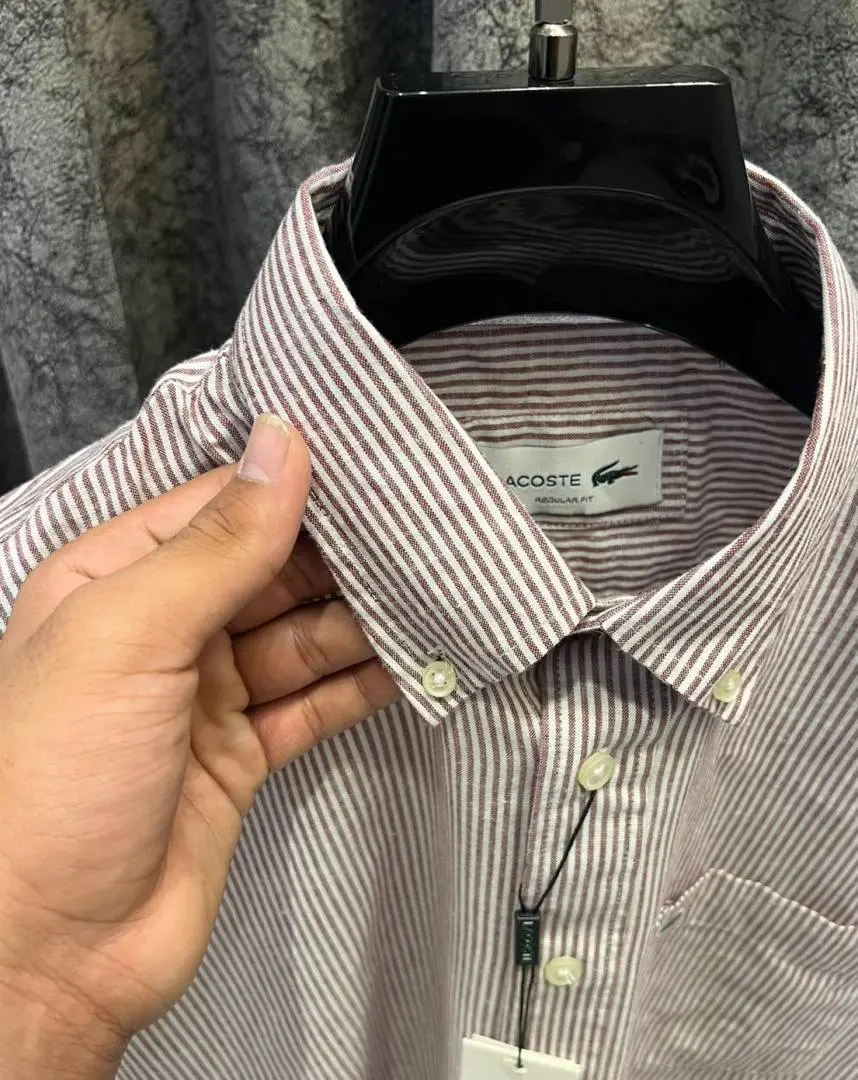 Lacoste IMPORTED STORE ARTICLE DESIGNER SHIRT MAROON - Image 4