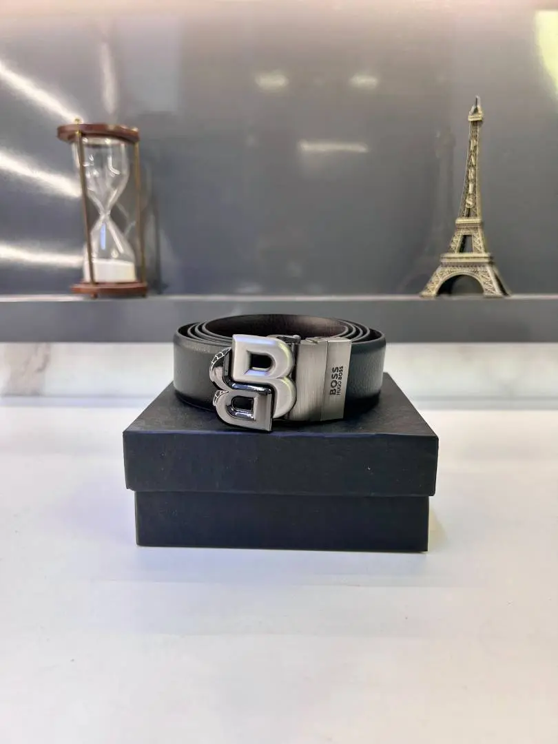 Boss Black Grey Reversible Belt Fa 762 - Image 2