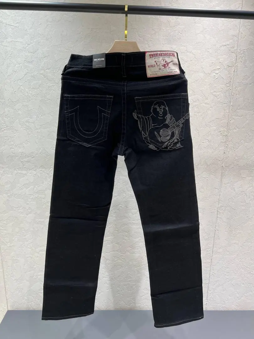 True Religion Black Shade Straight Fit Premium Imported Fabric Denim with Back pockets Embroidered work 4539-4596 - Image 5