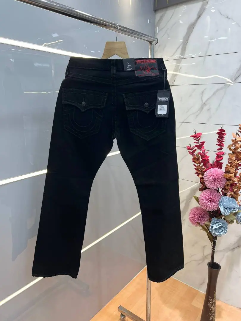 True Religion Black Boot Cut Premium Imported Fabric Denim with Back Flap pockets and Embroidered work 3773 - Image 4