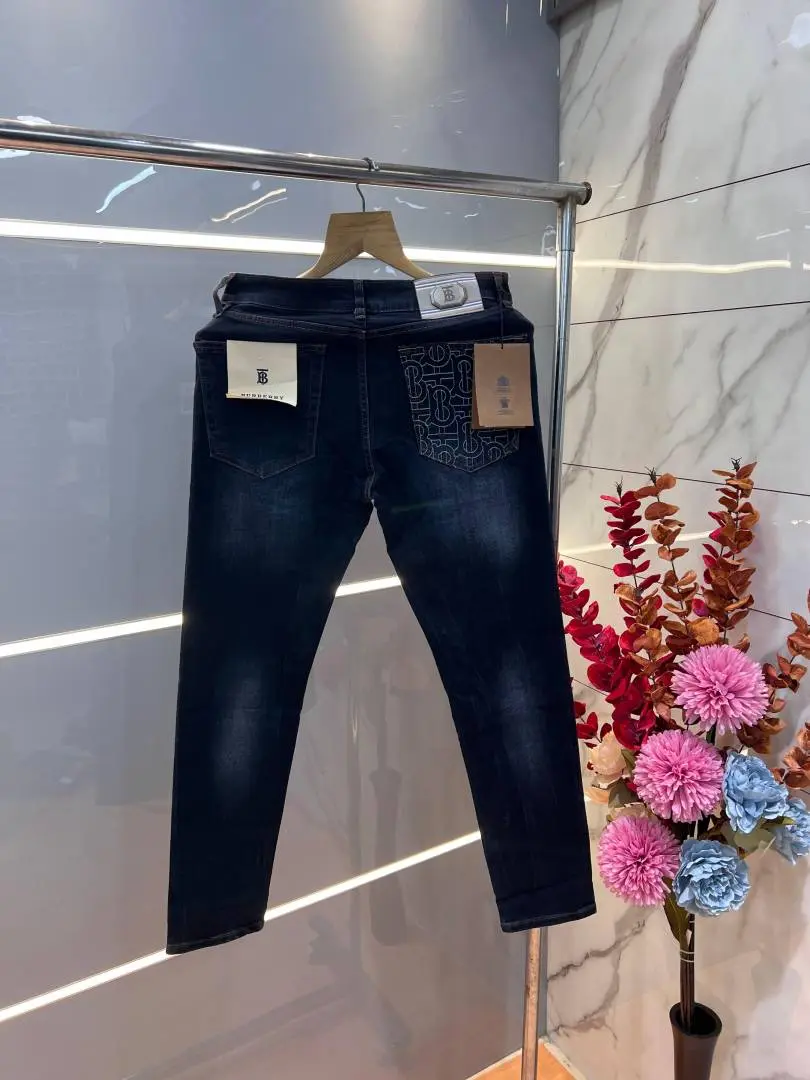 Burberry Blue Shade Imported Lycra Slim Fit Ankle Lenght Denim with Embroidered Logo 3011 - Image 3