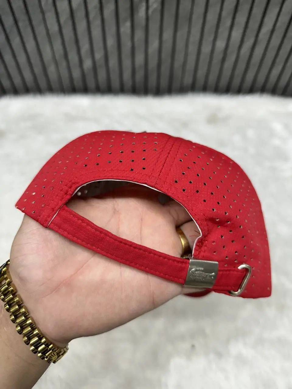 Lacoste Red Front Logo Trucker Premium Unisex Hat - Image 4