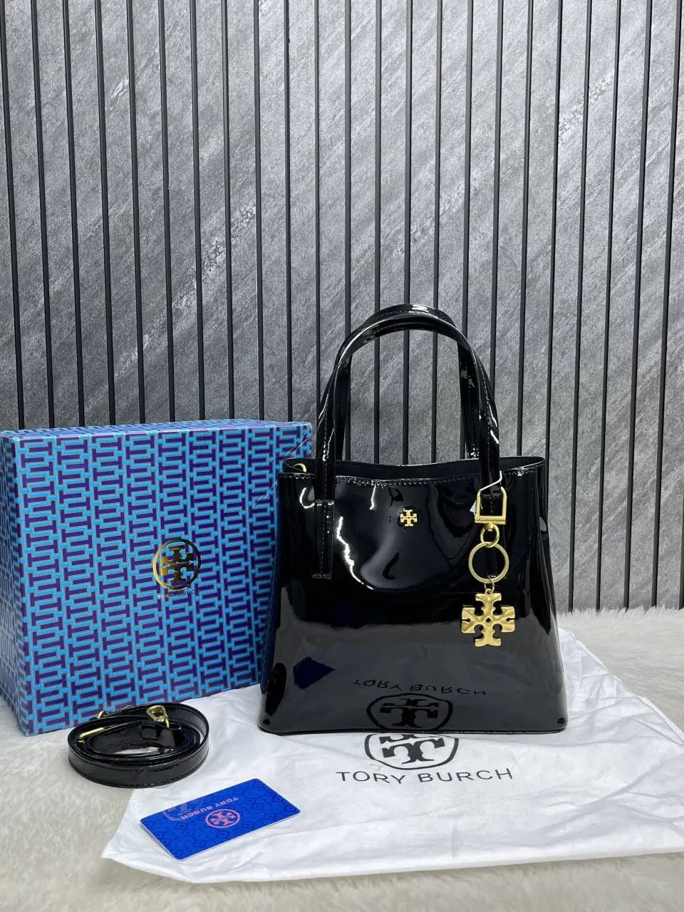 Tori Burch Medium Patent Leather SatchelBag With Charm OriginalBoxPacking - Image 2