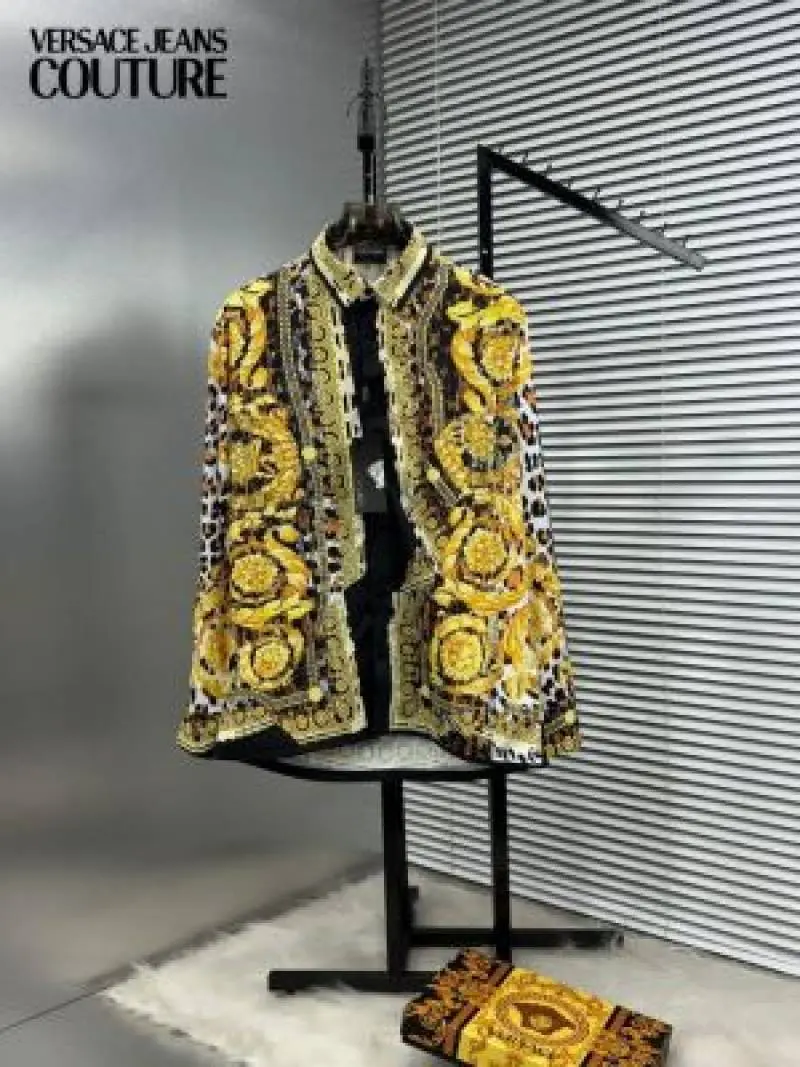 NO RETURN RAMZAN SPECIAL SALE VERSACEE BOROCCO SHIRT IMPORTED HALF SLEEVES GOLD WHITE