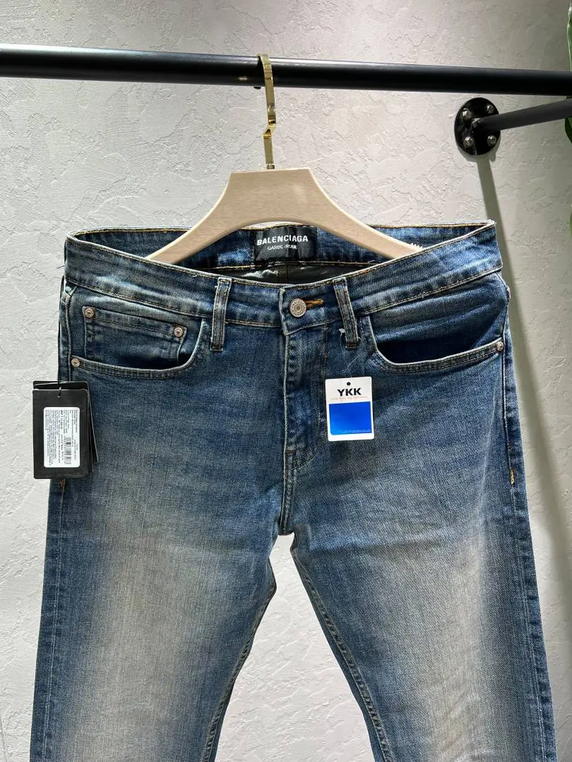 Balenciaga Light Shade Straight fit Premium Imported Fabric Denim with Back Pocket Emboss Logo 4589 - Image 4